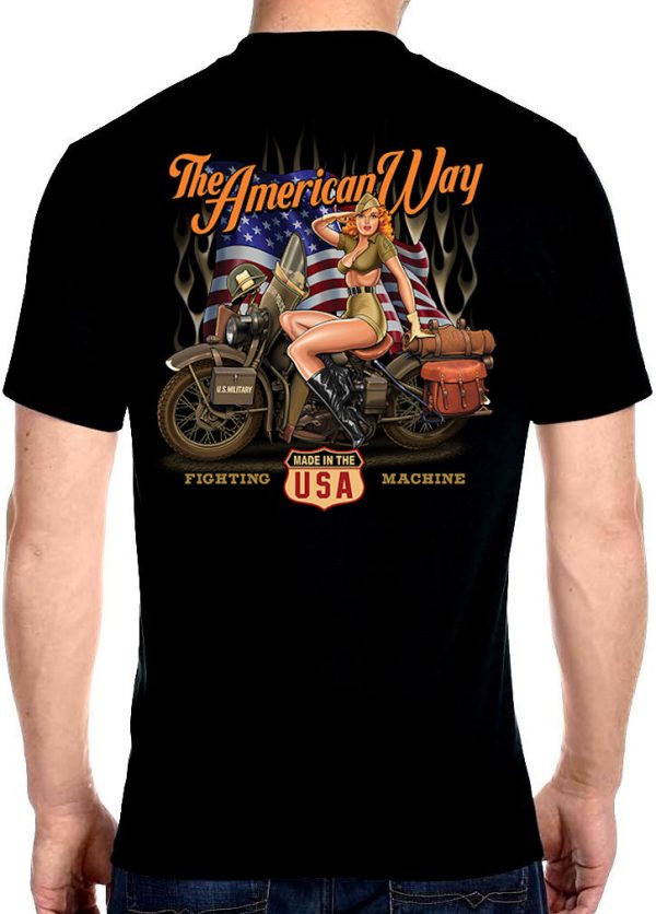 mens biker shirt army babe patriotic motorcycle design