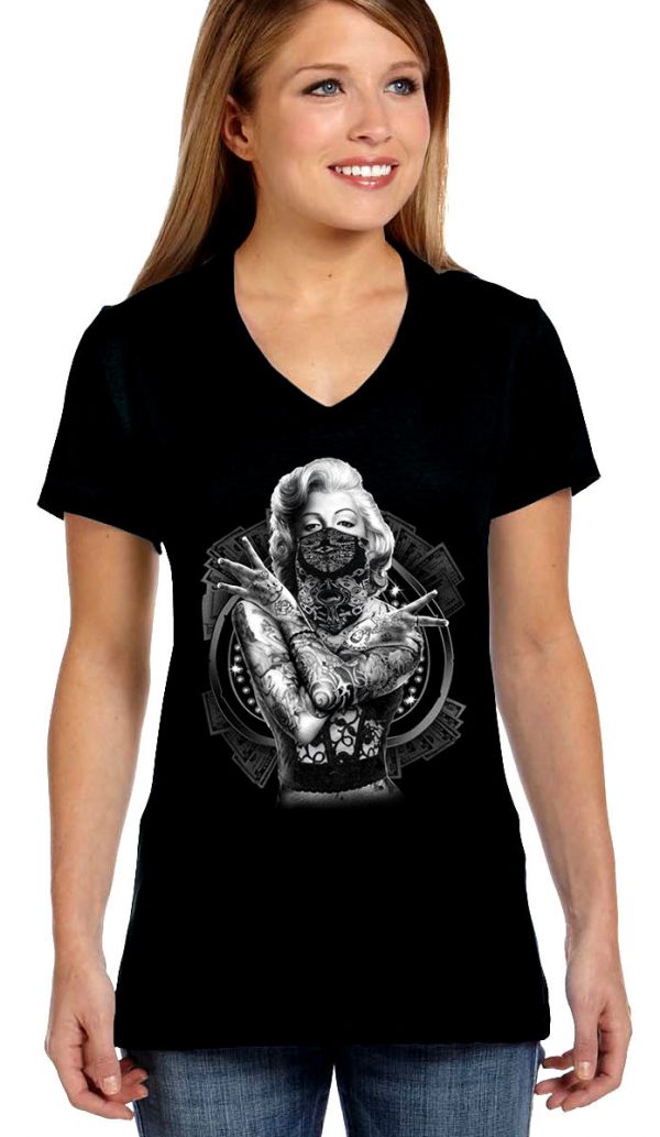 ladies biker tee Marilyn Monroe bad girl