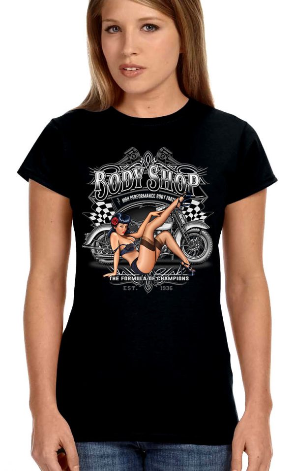 ladies body shop babe biker tee