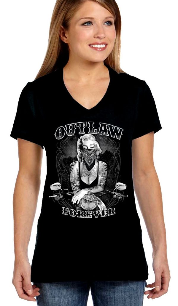 ladies biker tee Marilyn Monroe outlaw