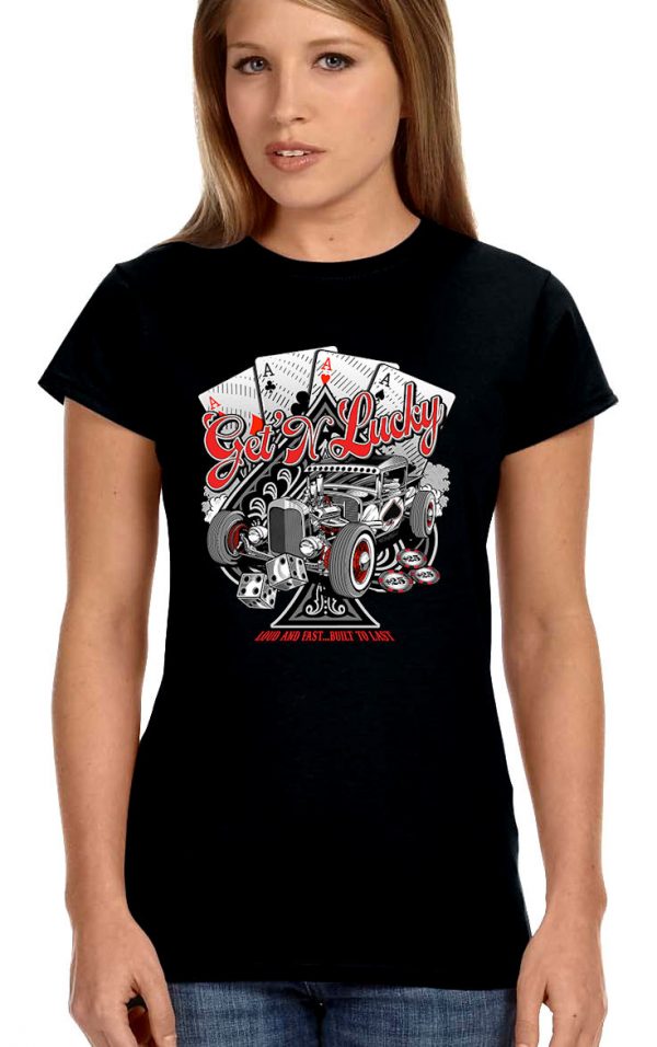 ladies biker tee get n lucky