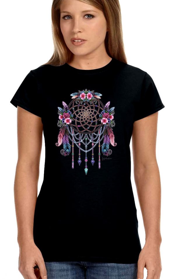 ladies biker tee floral dreamcatcher