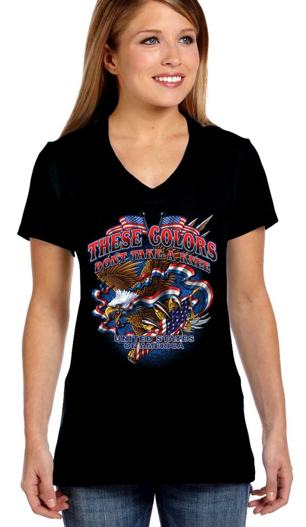 ladies biker tee military eagle