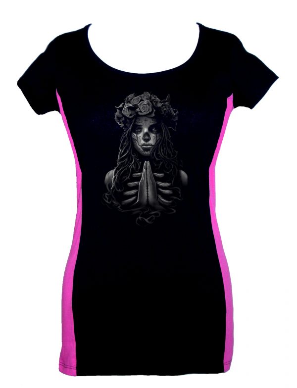 ladies 2 tone praying goth girl tee