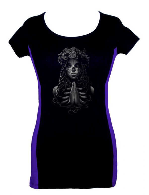 adies 2 tone praying goth girl tee