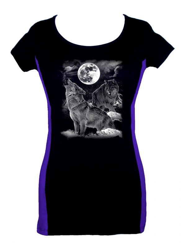 ladies howling wolf two tone t-shirt