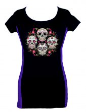 ladies day of the dead sugar skulls two tone tee