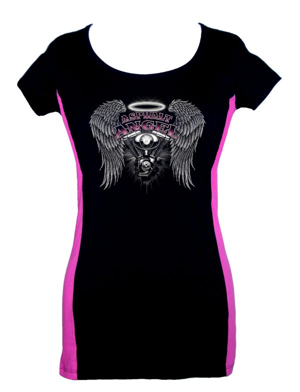 ladies asphalt angel wings 2 tone t-shirt