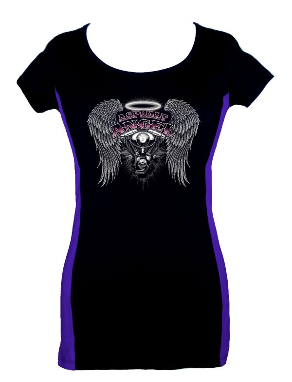 ladies asphalt angel wings 2 tone t-shirt