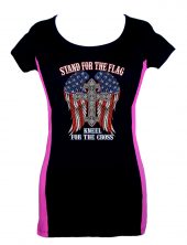 ladies stand for the flag 2 tone t-shirt