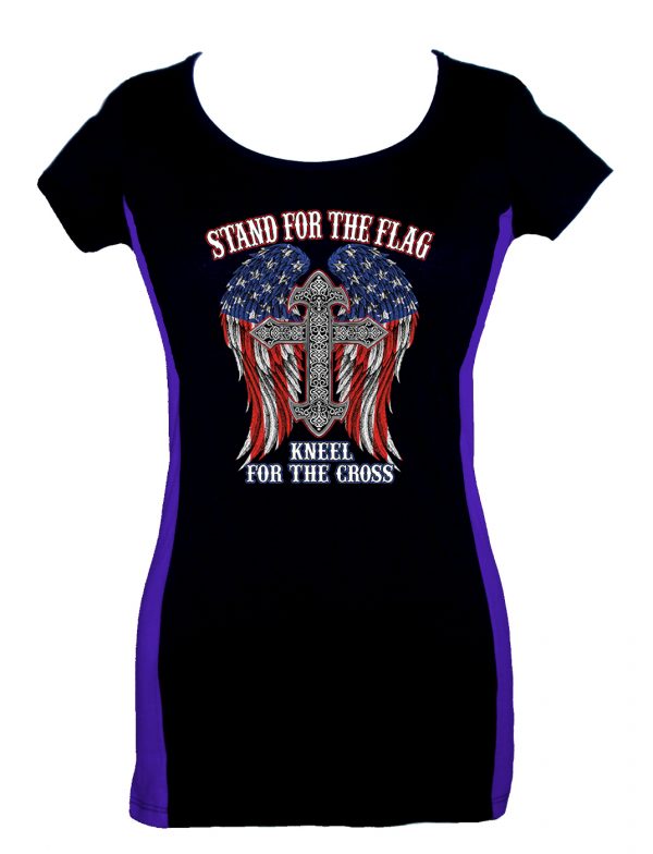 ladies stand for the flag 2 tone t-shirt