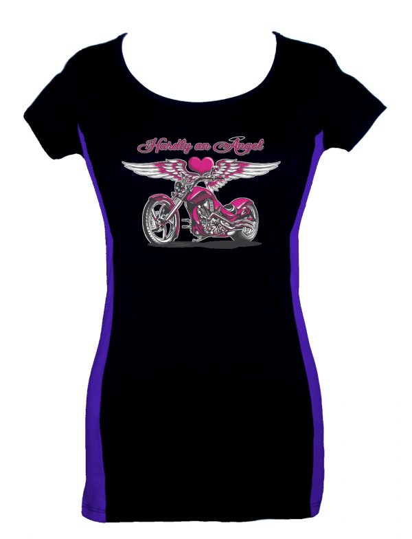 ladies hardly an angel 2 tone t-shirt