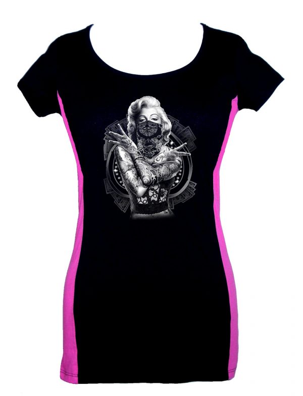 ladies marilyn monroe bad girl two tone tee