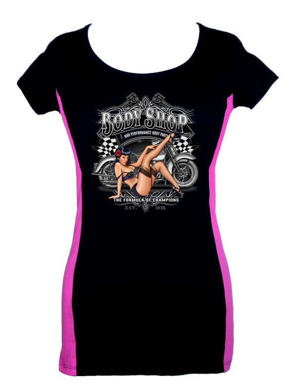 ladies body shop pin up babe 2 tone t-shirt