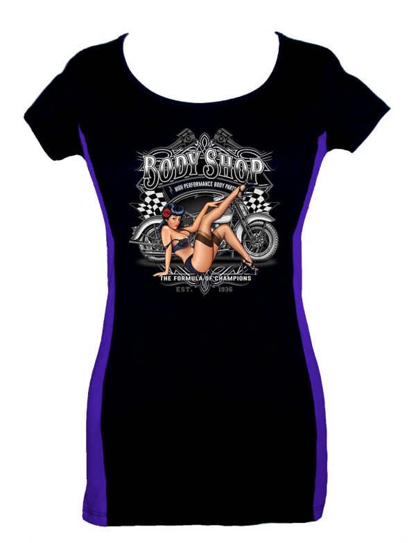 ladies body shop pin up babe 2 tone t-shirt