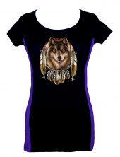 ladies dreamcatcher wolf 2 tone t-shirt