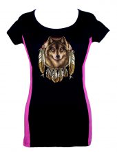 ladies dreamcatcher wolf 2 tone t-shirt