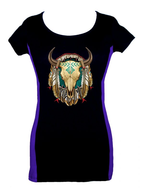 ladies naive american steer head dreamcatcher 2 tone tee