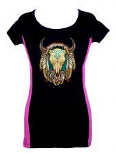 ladies naive american steer head dreamcatcher 2 tone tee