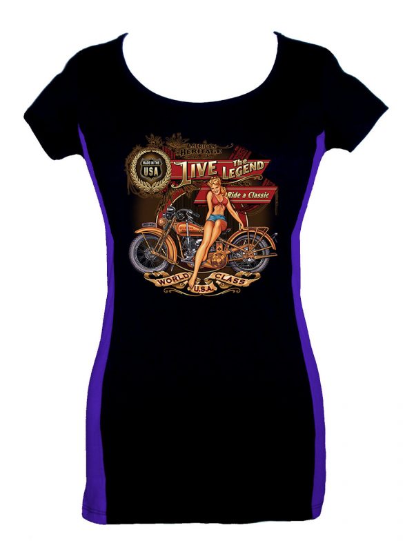 ladies live the legend babe two tone t-shirt