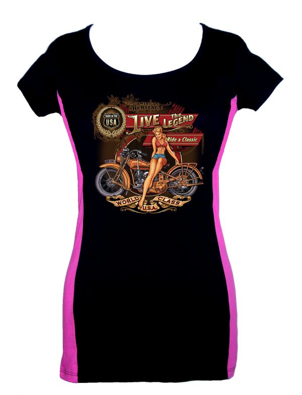 ladies live the legend babe two tone t-shirt