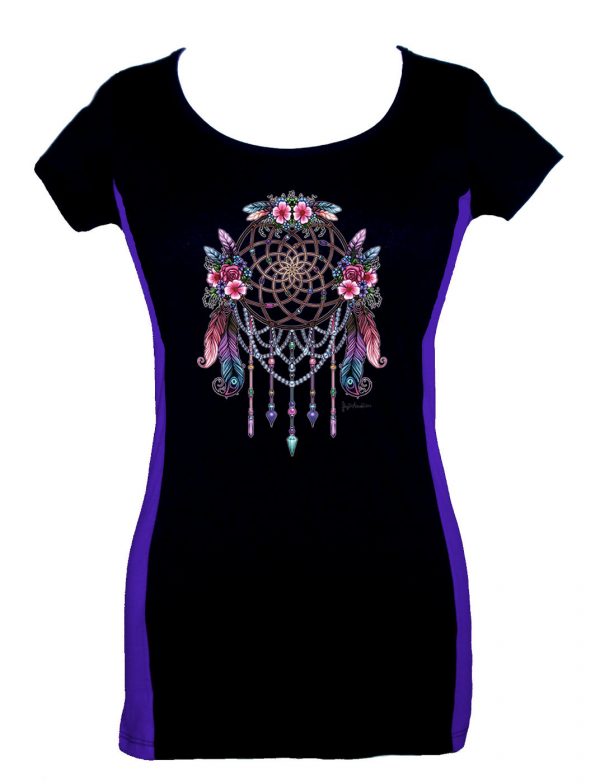 ladies floral dreamcatcher 2 tone t-shirt