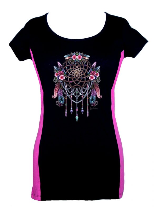 ladies floral dreamcatcher 2 tone t-shirt