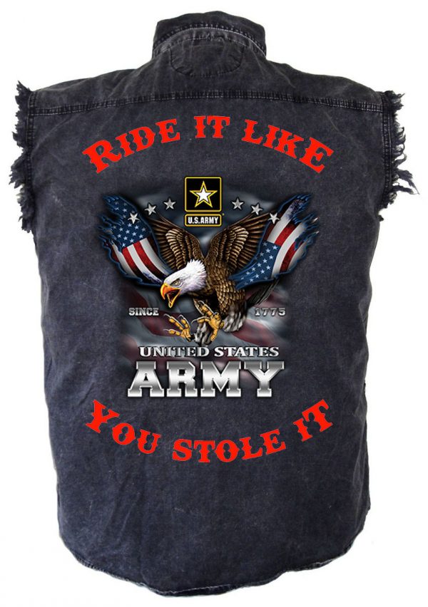 mens denim biker shirt us army eagle