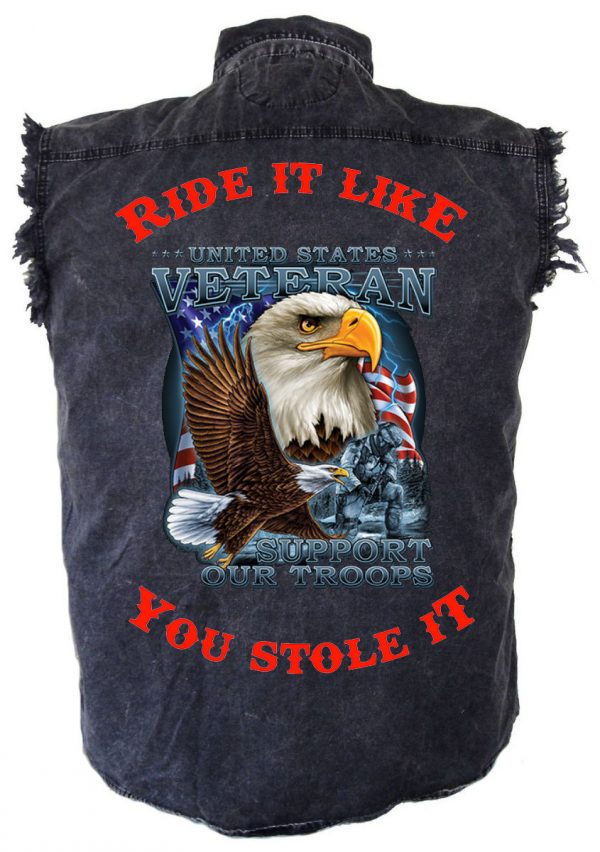 mens denim biker shirt us vet eagle