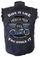 mens denim biker shirt american pride motorcycle