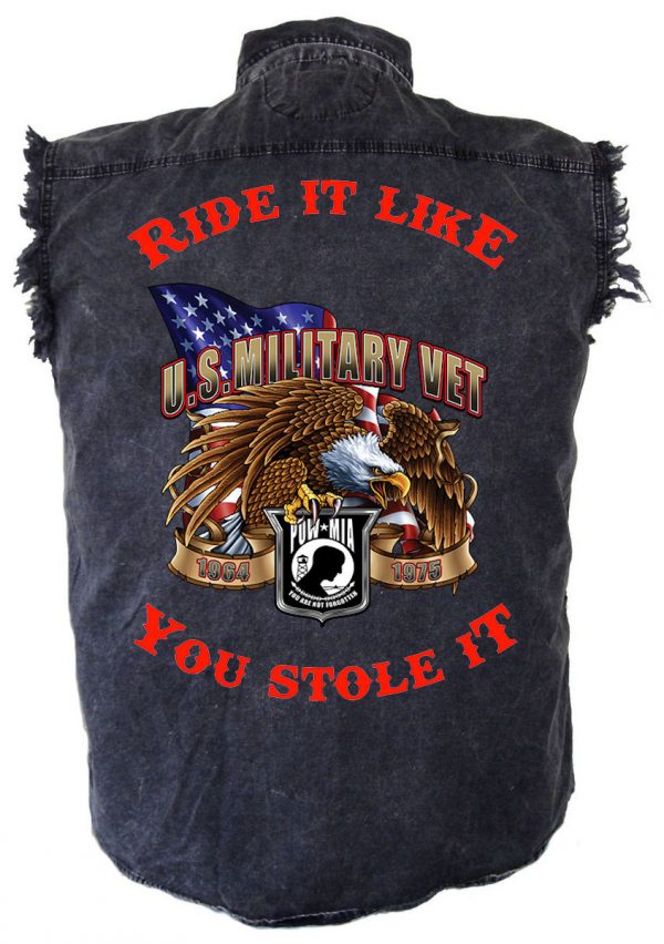 mens denim biker shirt us military vet