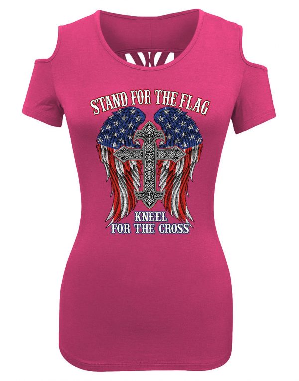 ladies biker shoulder less stand for the flag