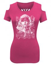 ladies biker shoulder less Marilyn Monroe poker