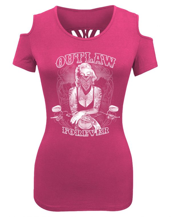 lady biker shoulder less marilyn monroe outlaw forever