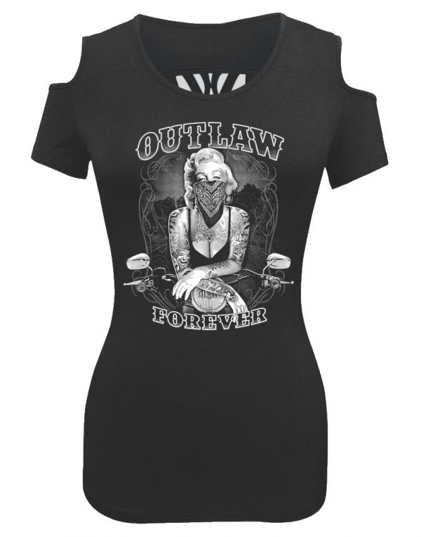 lady biker shoulder less marilyn monroe outlaw forever