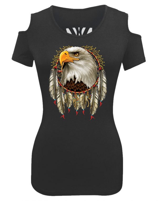 lady biker shoulder less dreamcatcher eagle