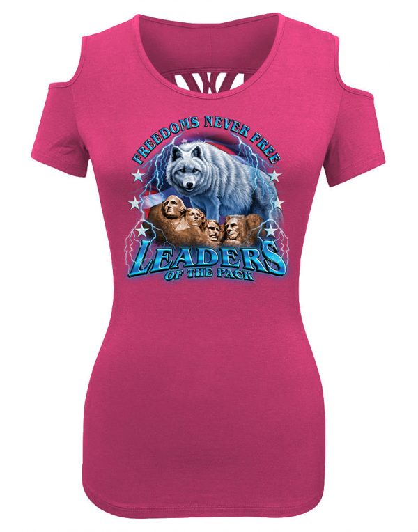 lady biker shoulder less MT Rushmore wolf