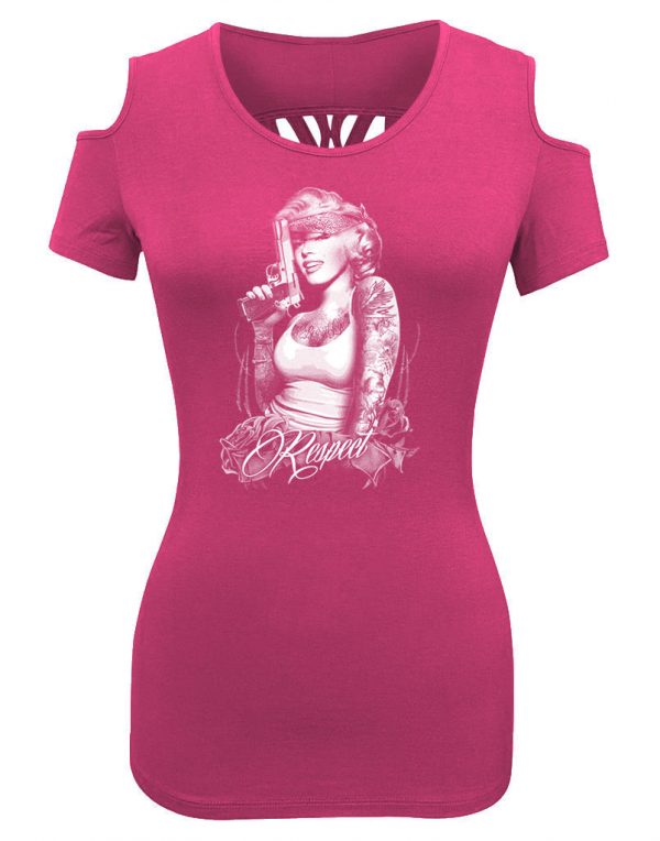 ladies biker shoulder less Marilyn Monroe respect