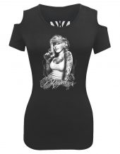 ladies biker shoulder less Marilyn Monroe respect