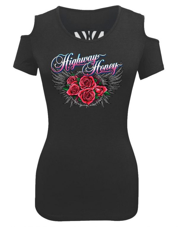 ladies biker shoulder less highway honey roses