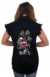 ladies biker denim shirt to die for