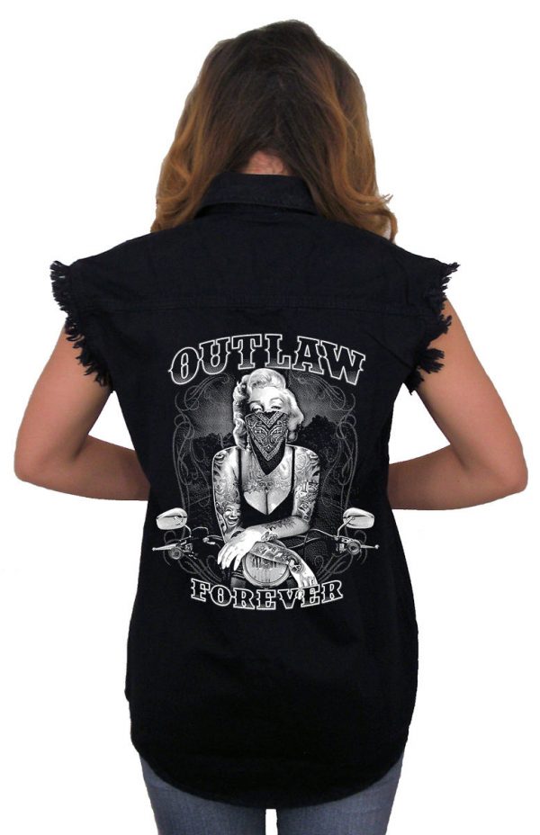 ladies denim biker shirt Marilyn Monroe outlaw