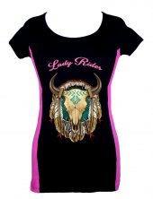 lady two tone biker t-shirt lady rider dreamcatcher steer head