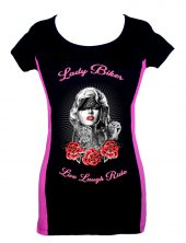 lady two tone biker shirt lady rider marilyn monroe red roses live laugh ride