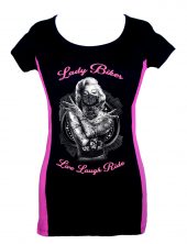 ady two tone lady biker Marilyn Monroe tee live laugh ride