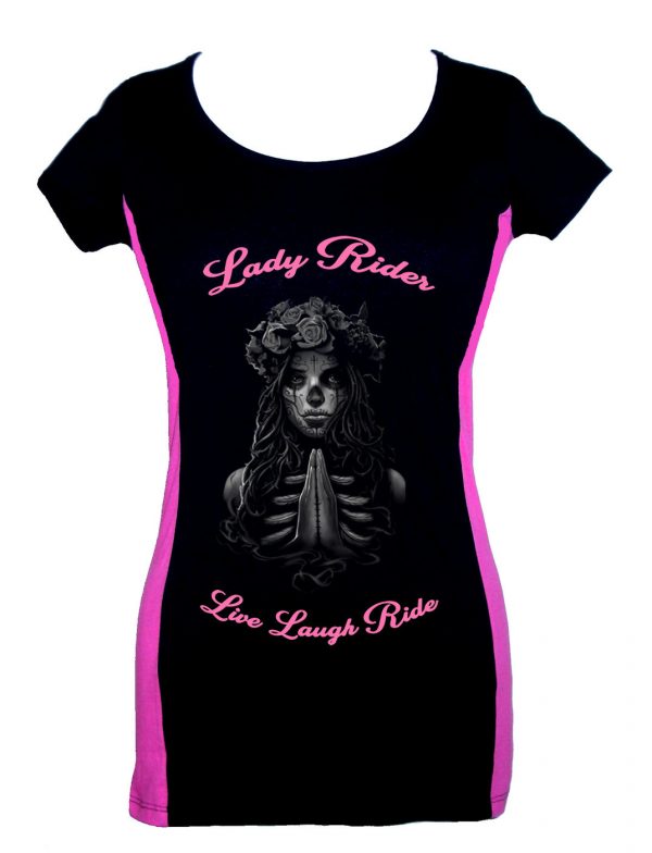 lady two tone lady rider gothic praying girl tee