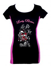 lady two tone biker t-shirt lady rider to die for skulls