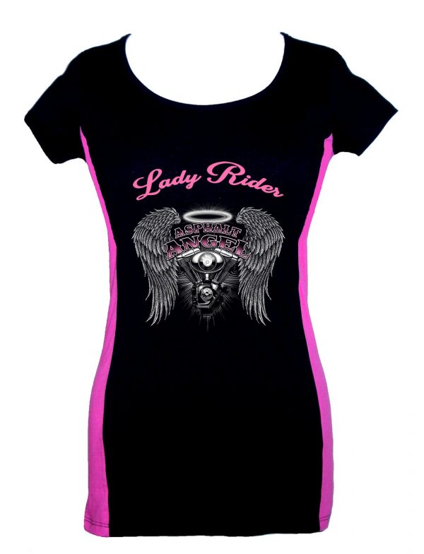 lady two tone biker t-shirt lady rider asphalt angel