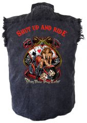 mens denim biker shirt shut up and ride play now pay later babe