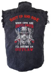 mens denim biker shirt shut up and ride when guns are outlawed